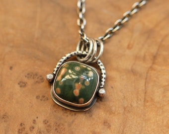 Ready to Ship - Chelsea Necklace  - Ocean Jasper Pendant - Silversmith - Ocean Jasper Necklace