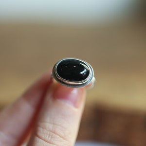 Black Onyx Ring Silversmith Ring East West Black Agate Oval Ring Silversmith image 2