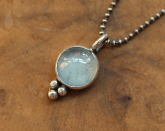 Aquamarine Sweetheart Pendant - Aquamarine Necklace - March Birthstone - .925 Sterling Silver