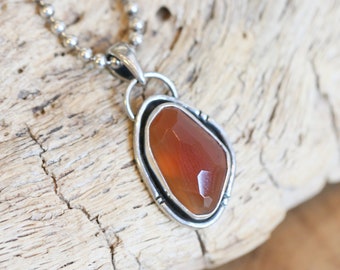 Heartland Pendant- Carnelian Pendant - Faceted Carnelian Necklace - Silversmith Pendant