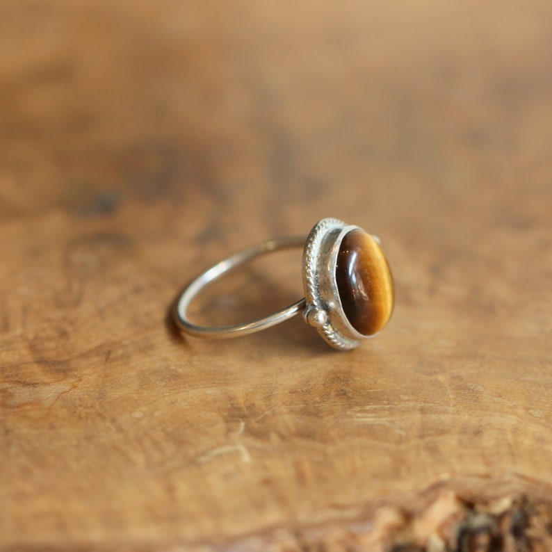 Tigers Eye Delica Ring Tigers Eye Ring .925 Sterling Silver Silversmith image 6