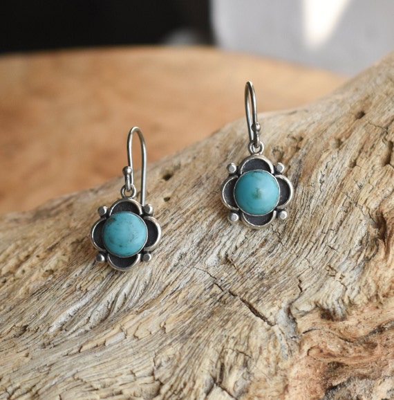 Turquoise drop earrings sale silver
