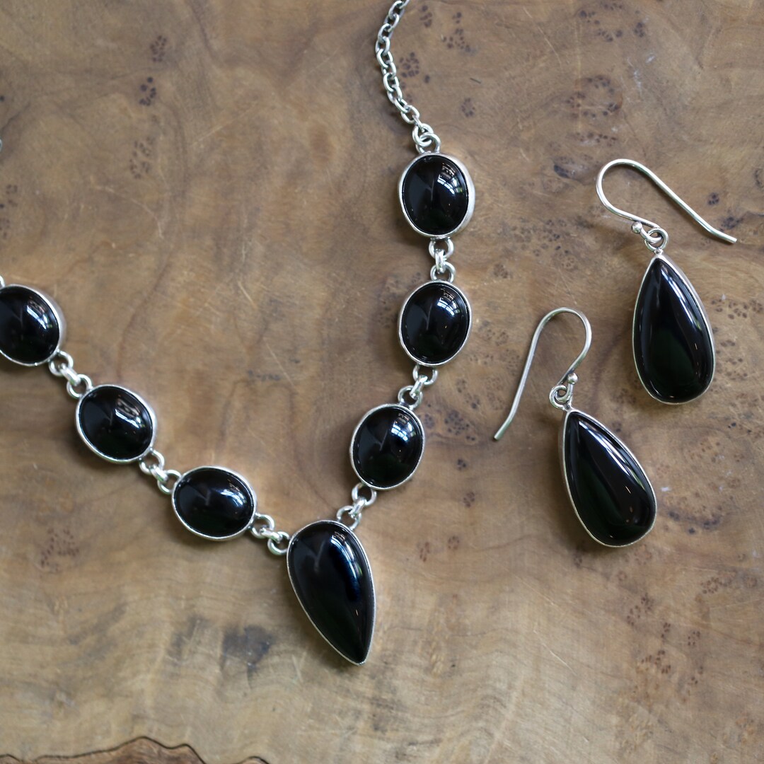 Black Onyx Necklace - Black Onyx Multistone Necklace