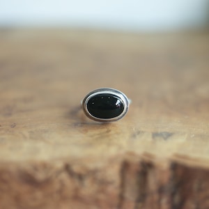 Black Onyx Ring Silversmith Ring East West Black Agate Oval Ring Silversmith image 4