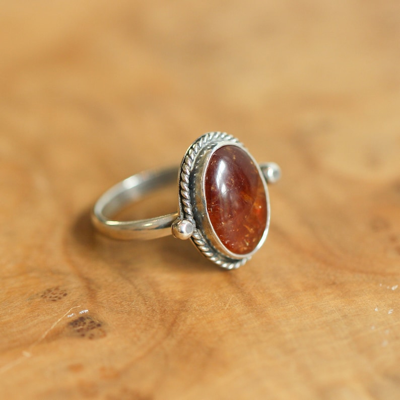 Hessonite Garnet Lasso Ring Garnet Ring .925 Sterling Silver Silversmith image 5