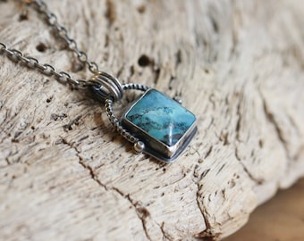 Chelsea Necklace - Turquoise Pendant - Sterling Silver Necklace - Silversmith Turquoise Necklace