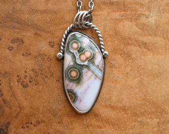 Ocean Jasper Basket Pendant - Silversmith - Ocean Jasper Pendant - Jasper Necklace