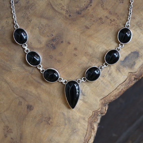 Black Onyx Necklace - Black Onyx Multistone Necklace