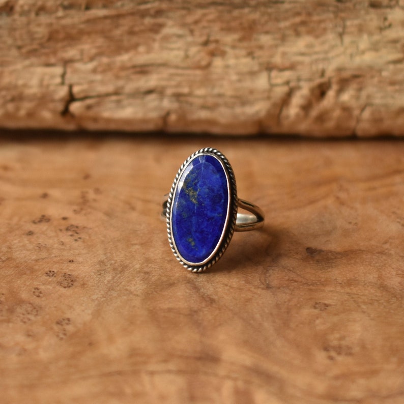 Lapis Lazuli Boho Ring Blue Lapis Ring Lapis Lazuli Ring Silversmith image 1