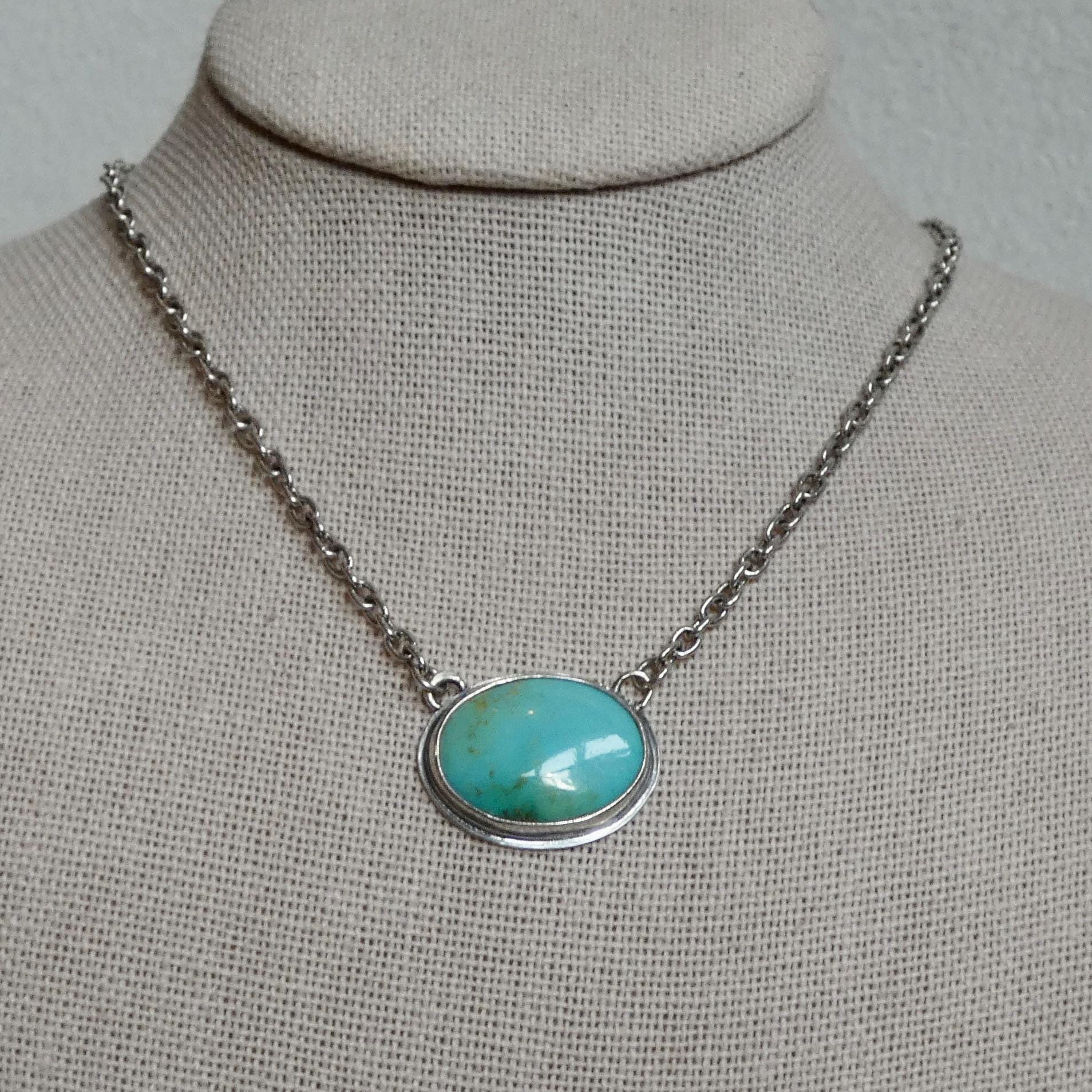 Turquoise Necklace - Turquoise Pendant With Chain - Etsy