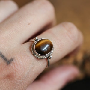 Tigers Eye Delica Ring Tigers Eye Ring .925 Sterling Silver Silversmith image 2