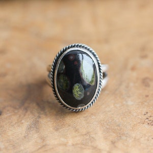 Boho Ring - Black Fossil Ring - Silversmith Ring - Boho Ring - Natural Fossil