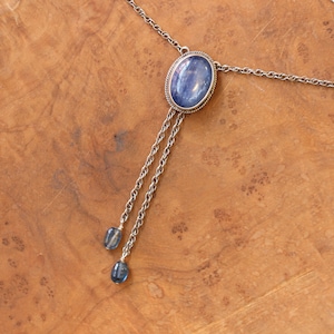 Ready to Ship Blue Kyanite Bolo Sterling Silver Mock Bolo Silversmith Kyanite Necklace image 1