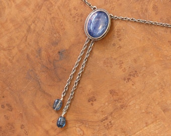 Ready to Ship - Blue Kyanite Bolo - Sterling Silver Mock Bolo - Silversmith - Kyanite Necklace