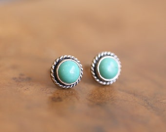 Turquoise Posts - Western Turquoise Studs - Robins Egg Blue Turquoise - Sterling Silver