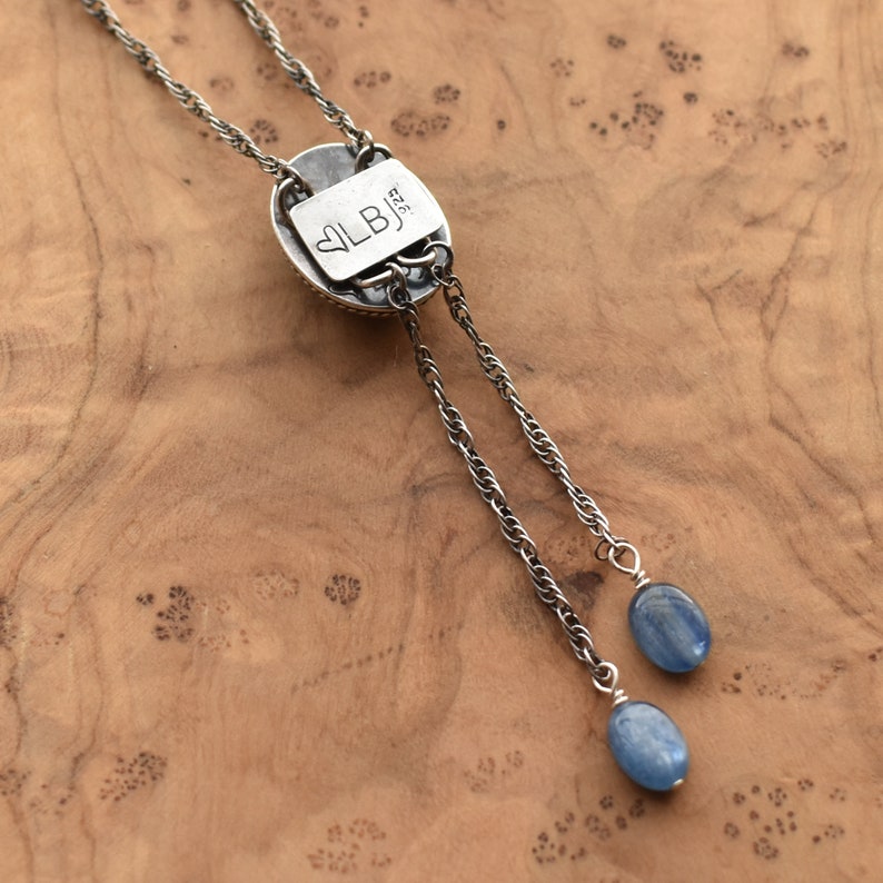 Kyanite Necklace Blue Kyanite Bolo Silversmith Sterling Silver Mock Bolo