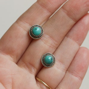 Small Western Turquoise Posts Boho Turquoise Earrings Turquoise Studs Silversmith image 4