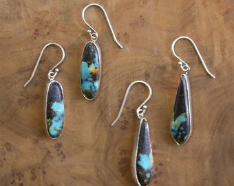 Ready to Ship - Black Jack Turquoise Drop Earrings -  Choose Your Pair - Blackjack Turquoise Earrings - Sterling Silver