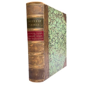 Pickwick Papers, Barnaby Rudge, Grandi speranze di Charles Dickens, quarto di cuoio del 1800, illustrato, idea regalo di Natale