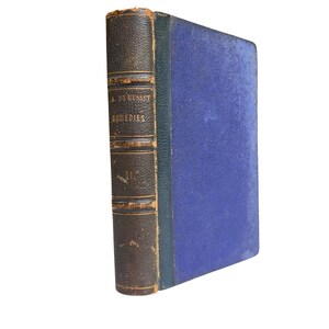1863 Comedies et Proverbes D'Alfred De Musset, tom 2, w języku francuskim, poezja, rzadka zabytkowa kolekcjonerska książka w skórzanej oprawie