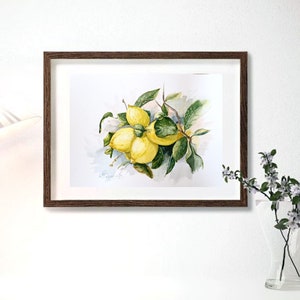 Lemons on a branch, Fruits, Original watercolor Flowers in watercolor 9&quot; x 12&quot;