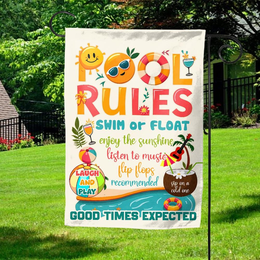 Personalized Pool Rules Garden Flag Funny Swimming Decor Pool Bar ...