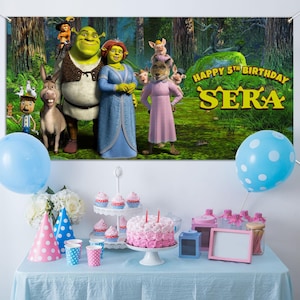 Shrek Birthday Backdrop, Shrek Personalized Birthday Banner,Shrek Birthday Party,Personalized Banner,Customized Banner E1MR12