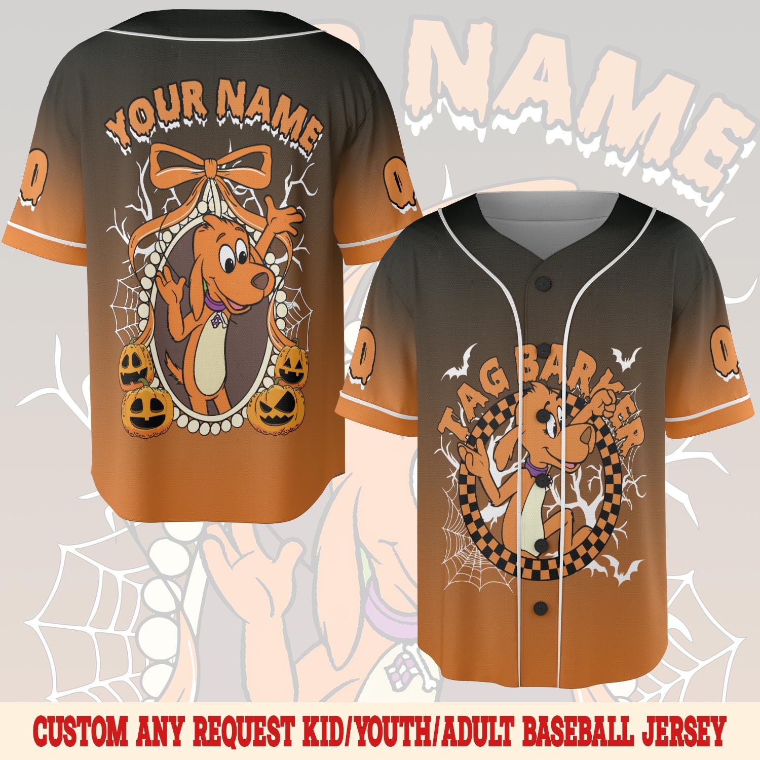 Discover Custom Go Dog Go Character Halloween Baseball Jersey, Halloween Party 2025 Jersey