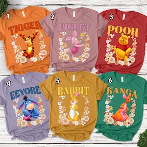 Retro Floral Winnie The Pooh Shirt, Disney Winnie The Pooh Tee, Pooh and Friends, Disney Family Vacation, Piglet, Eeyore UL1B20