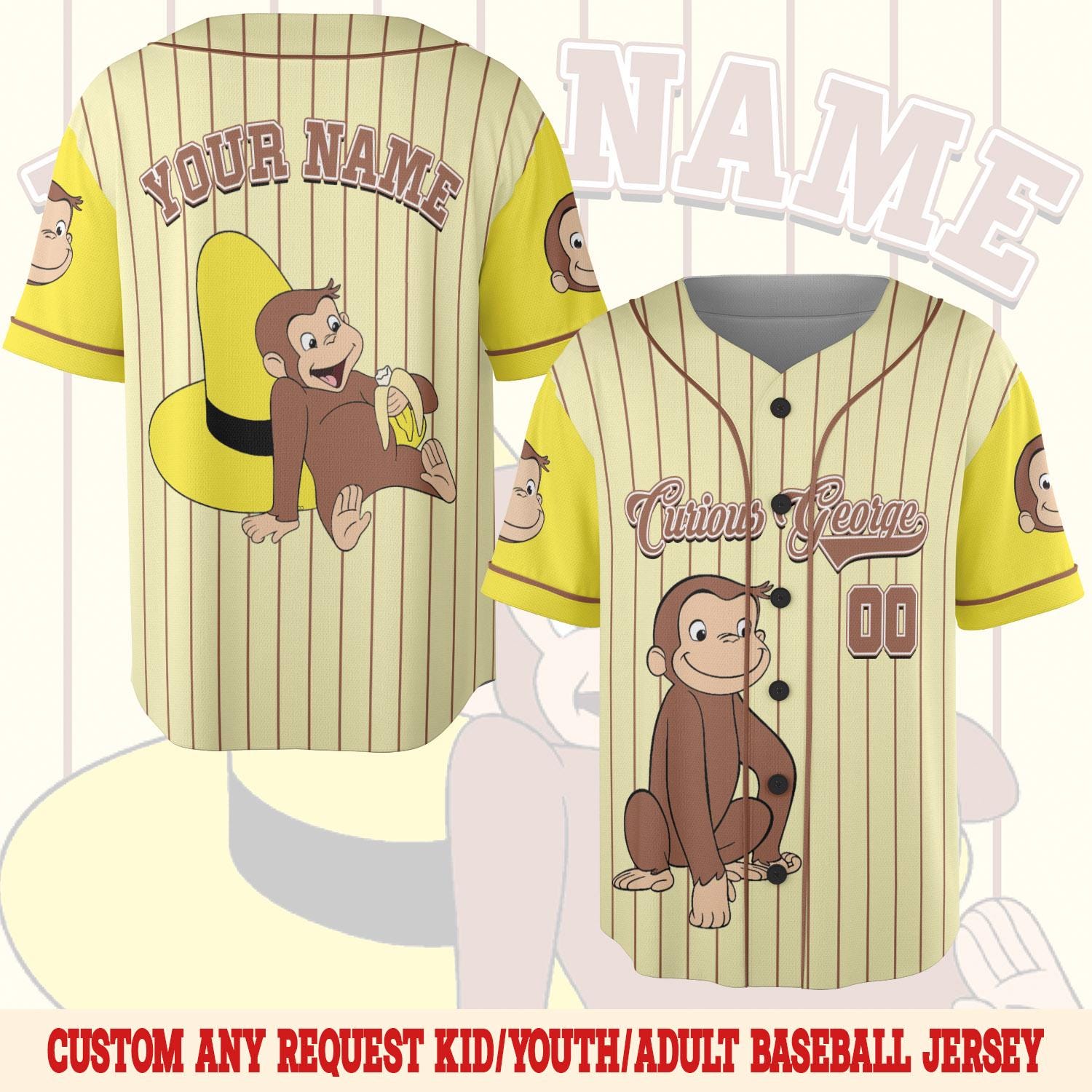 Discover Curious George Birthday Baseball Jersey/Curious George Baseball Shirt