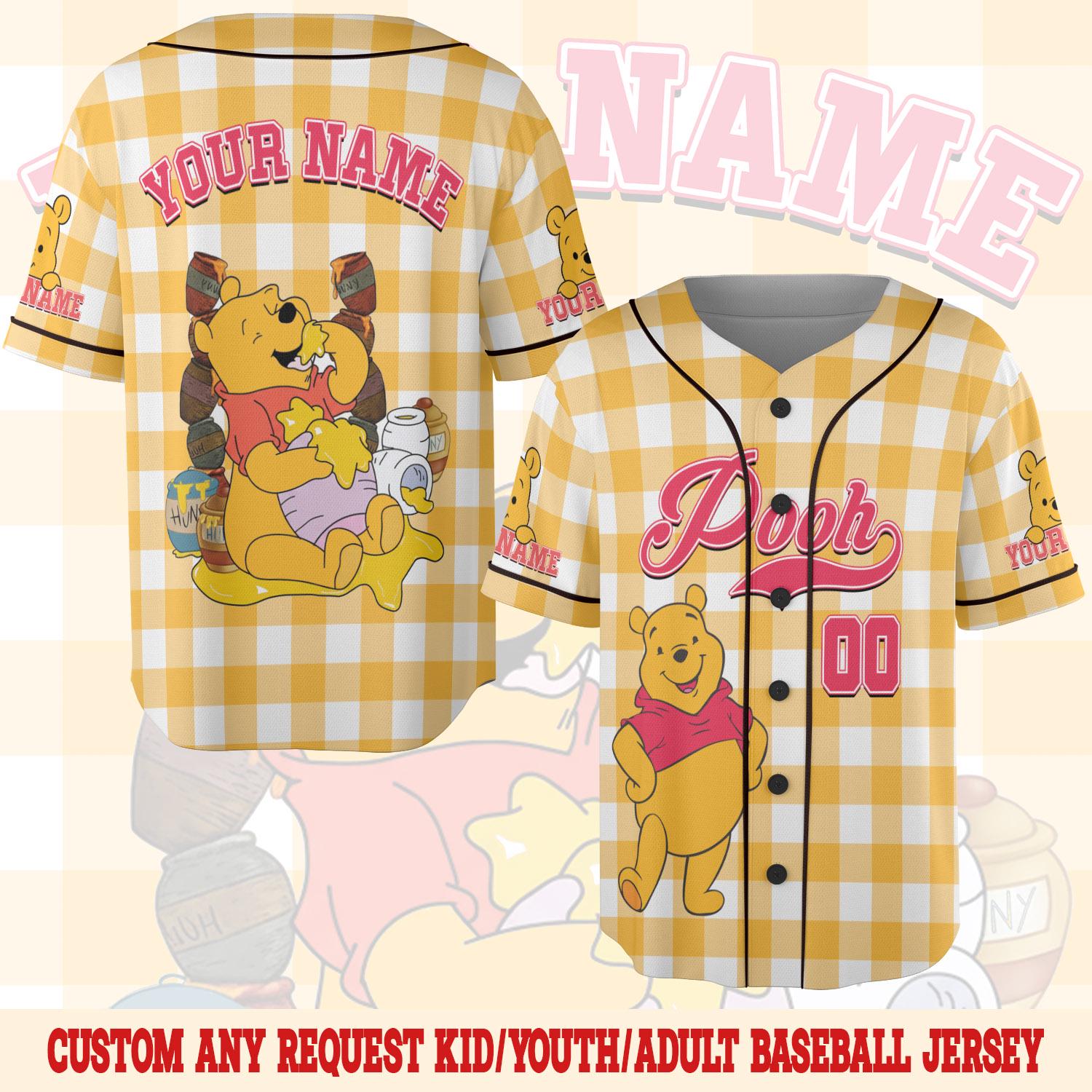 Discover Custom Disney Winnie the Pooh Baseball, Personalized Disney Baseball Jersey