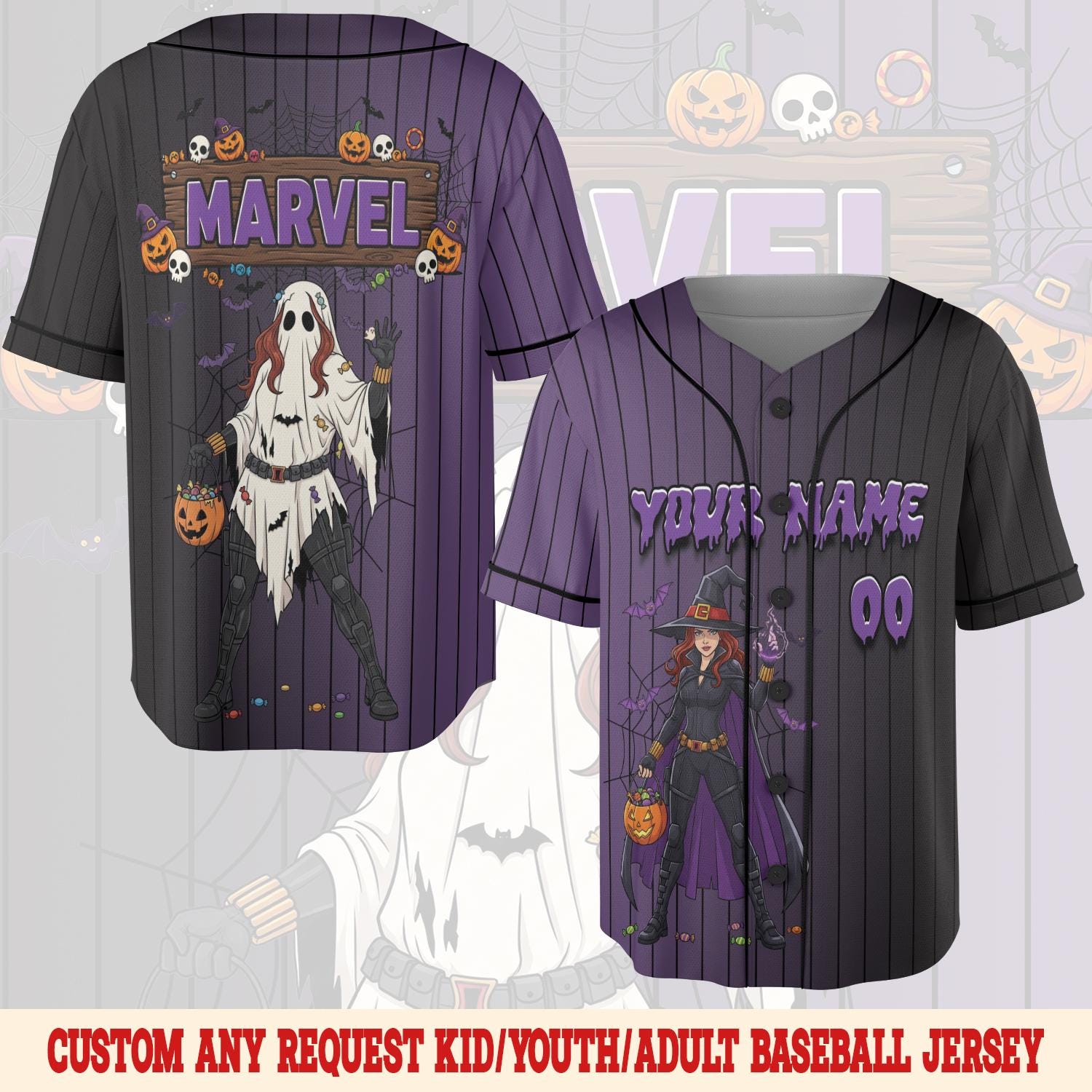 Discover Retro Marvel Halloween Baseball Jersey, Avengers Superhero Halloween Jersey