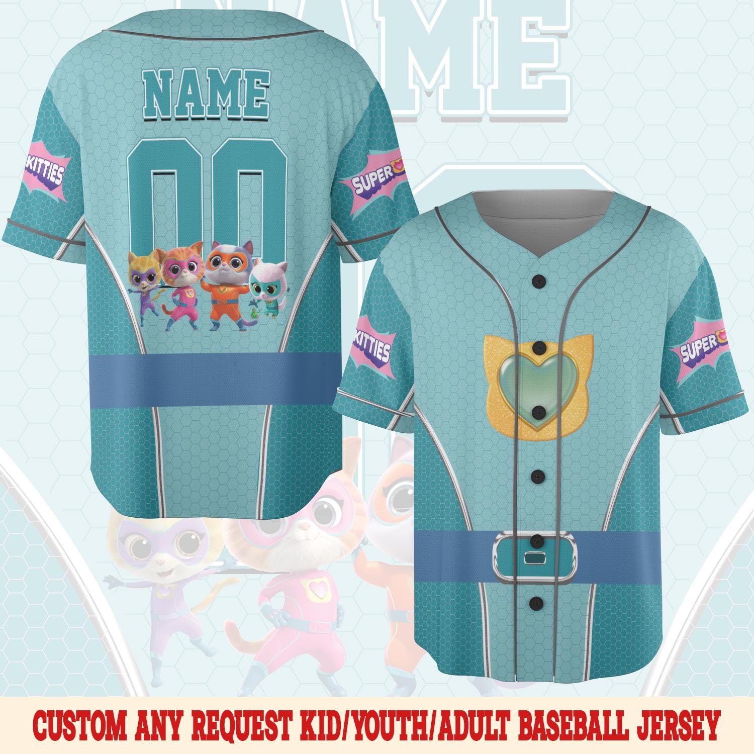 Discover Ginny SuperKitties Baseball Jersey, Ginny Cat Costume Jersey Kid