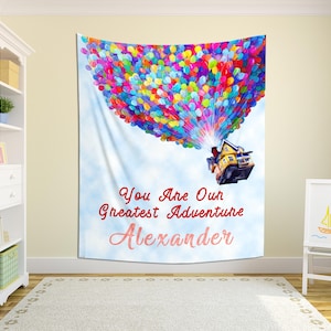 Up Party Banner, Pastel Up Party Birthday Backdrop, Up Falling Party Banner E1MH29