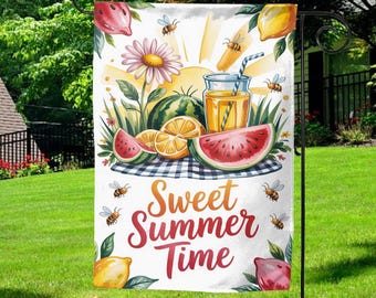 Sweet Summertime Garden Flag, Hello Summer Flag, Spring Garden Flag, Spring Flag, Summer Flag, Welcome Flag Decoration SLVL26