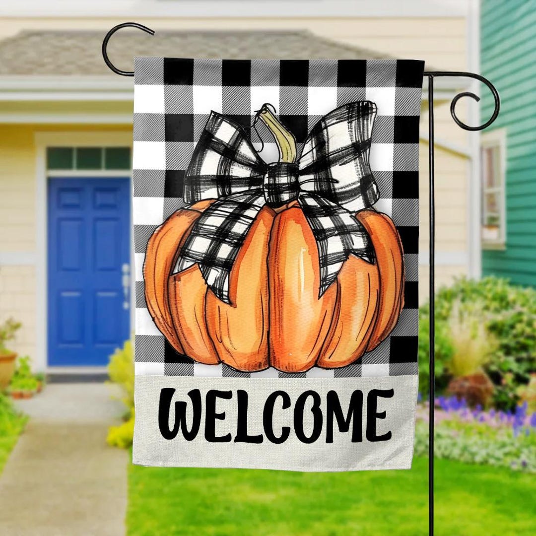 Fall Pumpkin Garden Flag/fall Garden Flag/welcome Fall Flag/floral ...