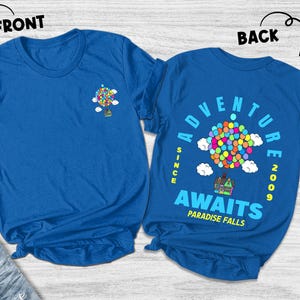 Disney Pixar Up Shirt/Adventure Awaits Rainbow Balloons Tee/Disneyland Vacation Gift/Disney Up Movie Shirt/Paradise Falls Shirt OGXQ13