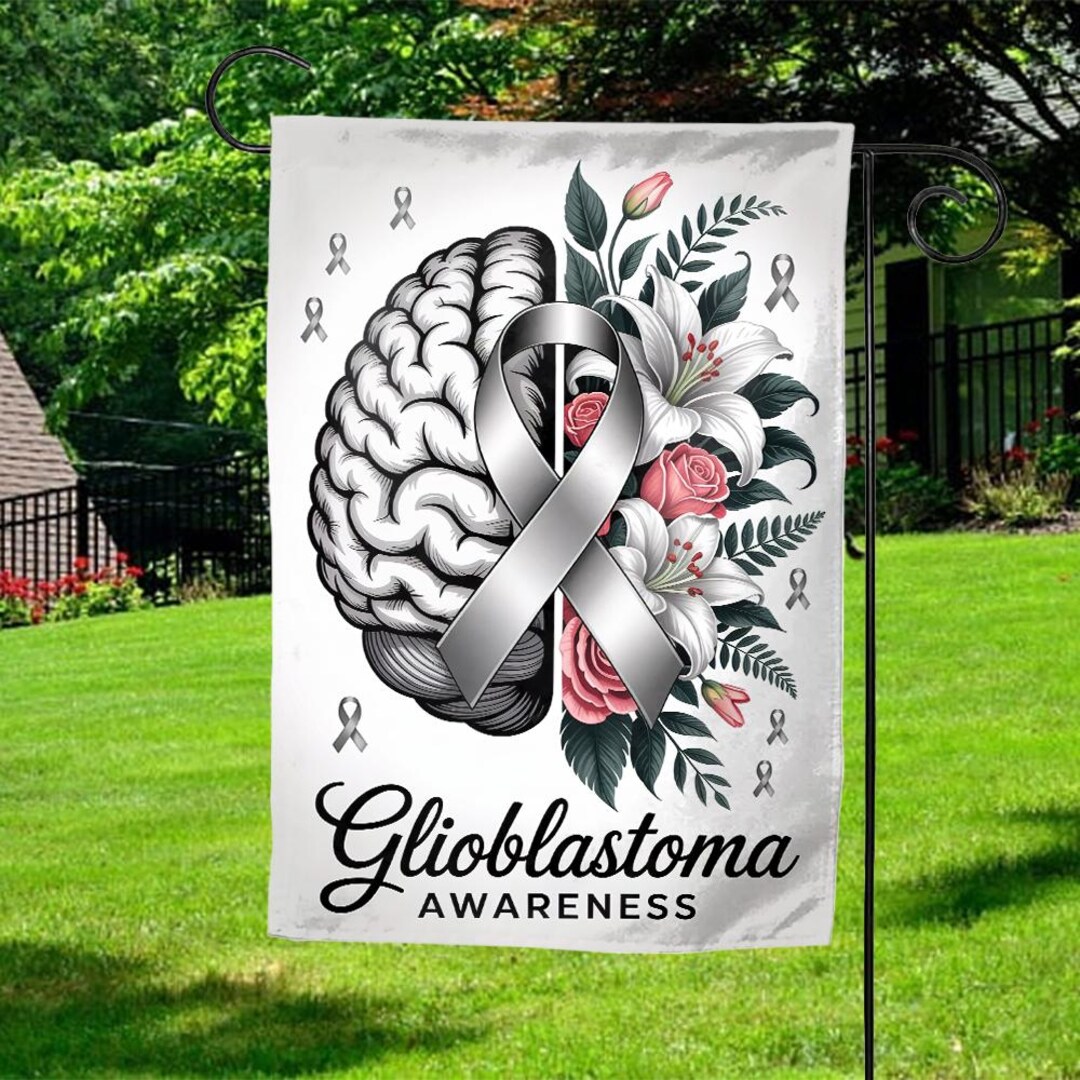 Glioblastoma Awareness Flag, Gray Ribbon Brain Cancer Banner, Go Gray ...