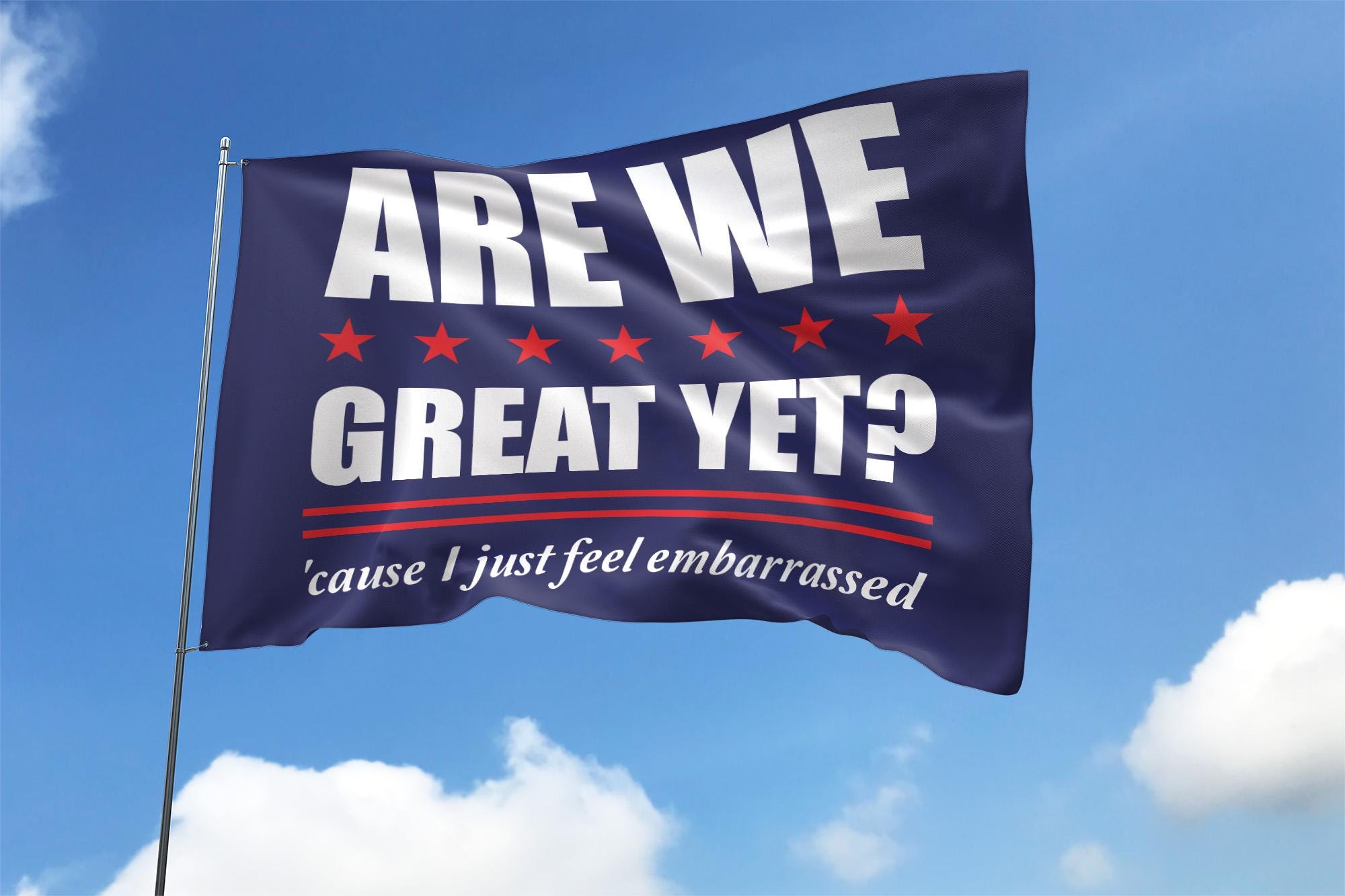 Are We Great Yet Cause I just fell Embarrassed Flag Political Flag, Satirical Trump Protest House Flag, Anti MAGA Decor Flag UNYP05-house
