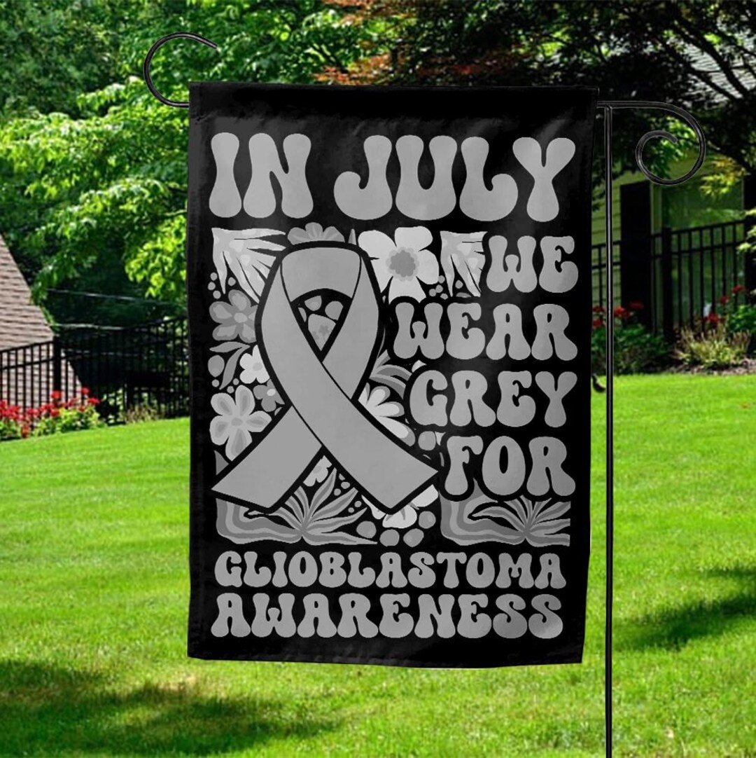 Glioblastoma Awareness Flag/subtle Floral Brain Cancer Garden Flag/gray ...