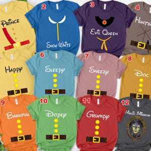 7 Dwarf Inspired Shirts, Disney Cosplay Costume, Seven Dwarf Halloween Group Shirt, 7 Dwarfs Family Halloween UM2S07