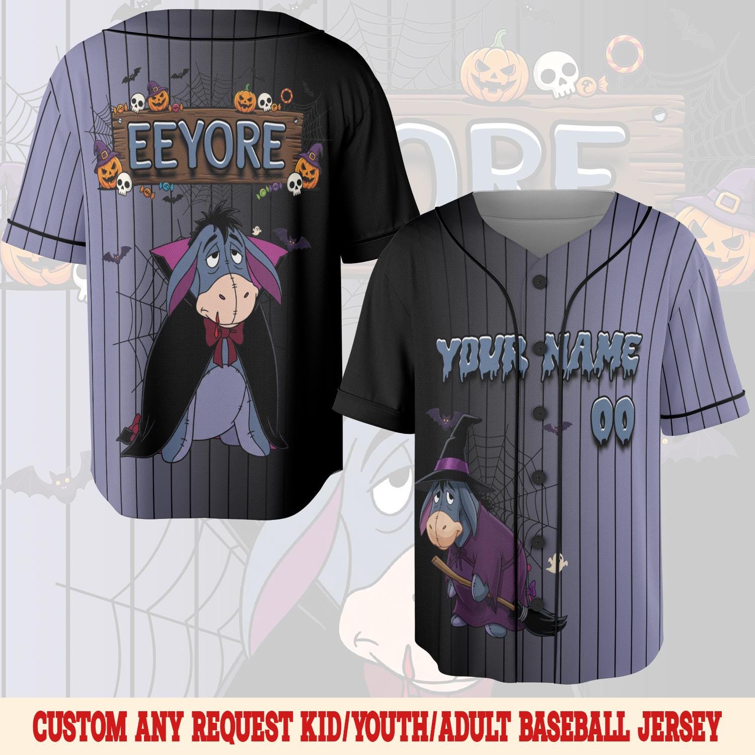Discover Custom Disney Winnie the Pooh Halloween Baseball Jersey, Custom Disney Jersey