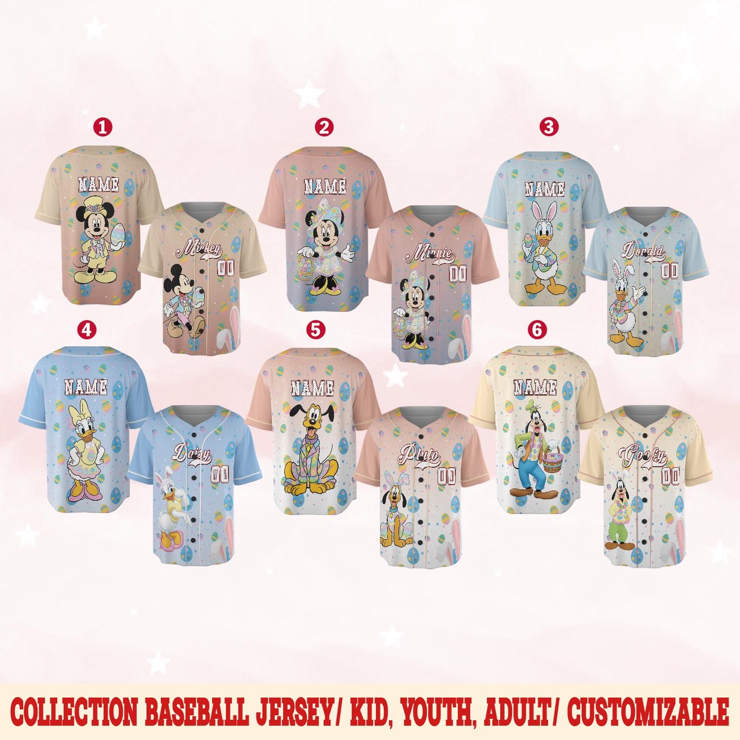 Discover Mickey and Friends Easter Day Baseball Jersey, Disney Easter Tee, Cute Easter Bunny Disney Shirt, Family Matching Disney Outfit