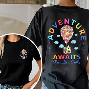 Disney Pixar Up Shirt, Adventure Since 2009, Adventure Awaits Rainbow Balloons Shirt, Up Movie T-Shirt, Paradise Falls shirt UNYC01