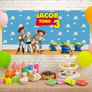 Toy Story Backdrop Banner, Birthday Party Supplies, Woody, Buzz, Disney Animation, Buzzlightyear, Background, Photo Booth UL2S21