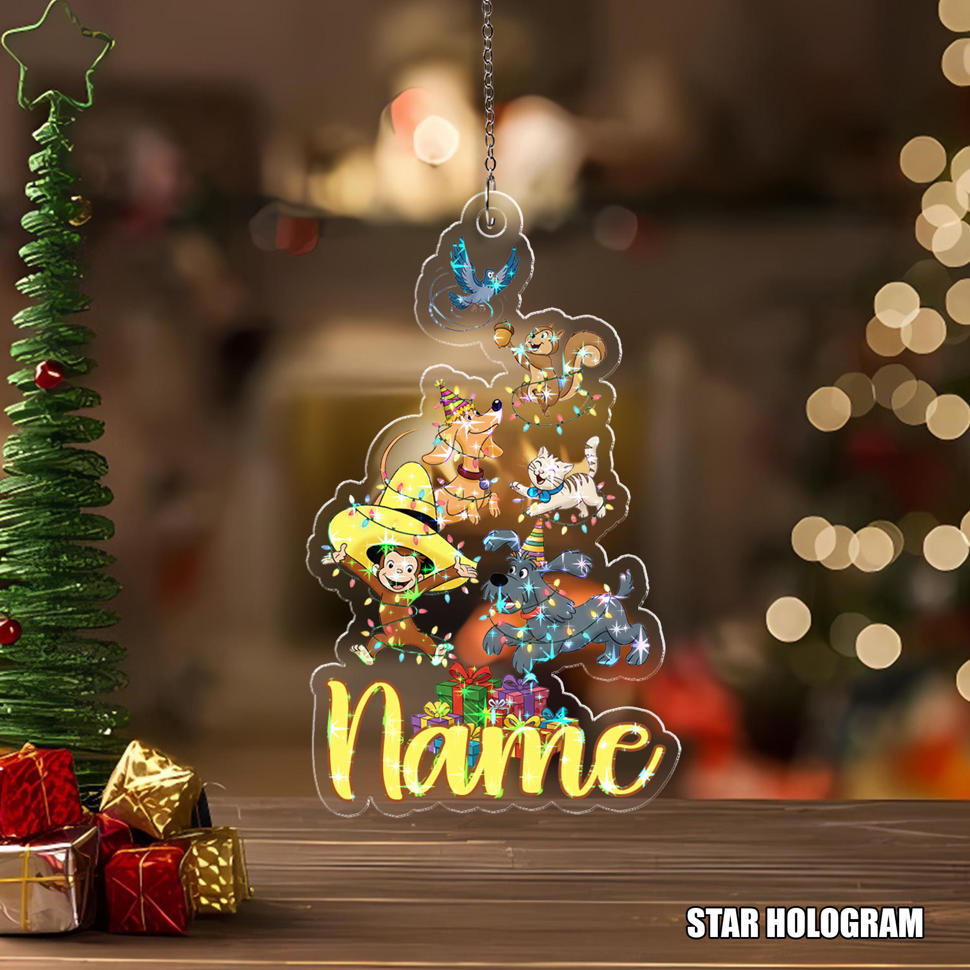 Discover Curious George Christmas Acrylic Ornament Hologram, Curious George Christmas Ornament