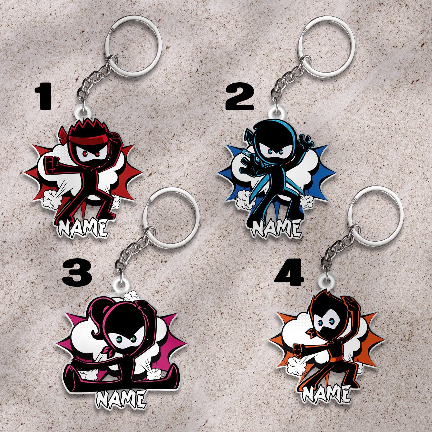 Custom Ninja Kidz keychain, Ninja Kidz Warrior keychain, Ninja Warrior, Custom Name, Ninja in Training UMAN01
