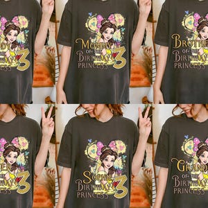 Princess Belle Birthday Shirt, Disney Custom Birthday Girl shirt, Beauty And Beast Birthday Shirts, Princess Belle Family Bday Party UNX503