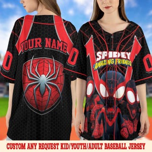 Personalized Spin Spidey and His Amazing Friends Baseball Jersey/Miles Morales Spidey Birthday/Spin Miles Morales Birthday Shirt OHRD01