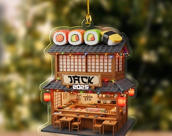 Personalized Sushi Shop Ornament/Sushi Shop Gift/Sushi Lovers Gifts/Custom Christmas 2D FLAT Ornament/Sushi Ornament, Christmas Decor OHYY44
